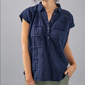 Anthro Navy Blouse Pilcro & the Letterpress XL